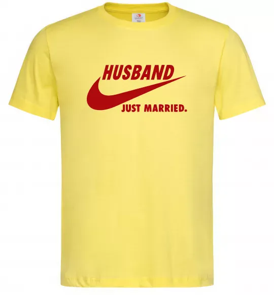 Мужская футболка Husband just married Лимонный фото