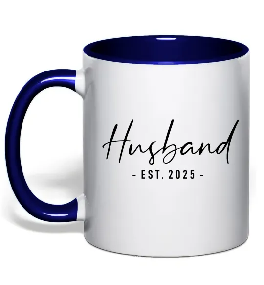Чашка с цветной ручкой Husband est Глубокий темно-синий фото