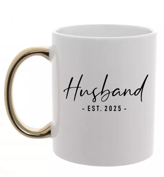 Чашка с цветной ручкой Husband est Золото фото