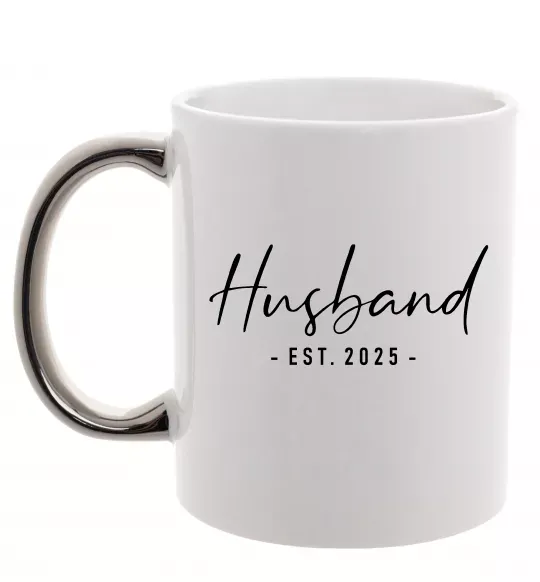 Чашка с цветной ручкой Husband est Серебро фото