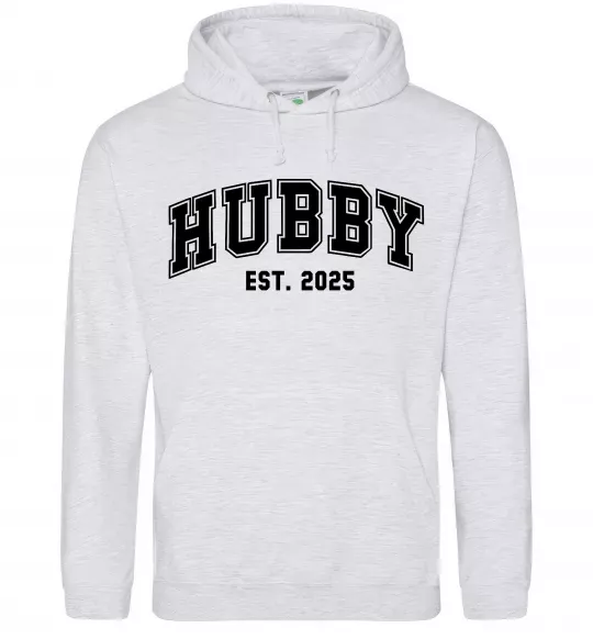 Мужская толстовка (худи) Hubby est Серый меланж фото