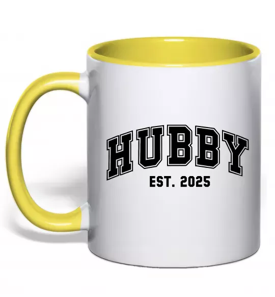 Чашка з кольоровою ручкою Hubby est Сонячно жовтий фото