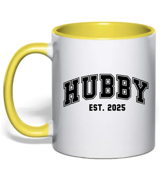 Чашка с цветной ручкой Hubby est Лимонный фото