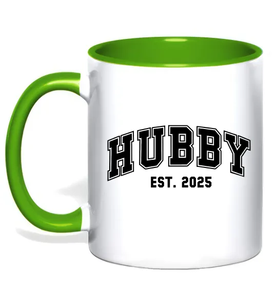 Чашка с цветной ручкой Hubby est Лаймовый фото