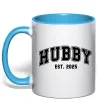 Чашка з кольоровою ручкою Hubby est Блакитний фото