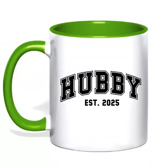 Чашка з кольоровою ручкою Hubby est Зелений фото