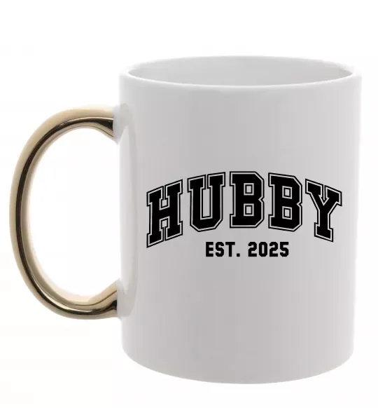 Чашка з кольоровою ручкою Hubby est Золото фото