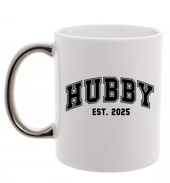 Чашка з кольоровою ручкою Hubby est Срібло фото