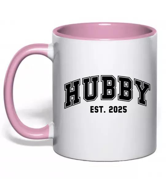 Чашка з кольоровою ручкою Hubby est Ніжно рожевий фото