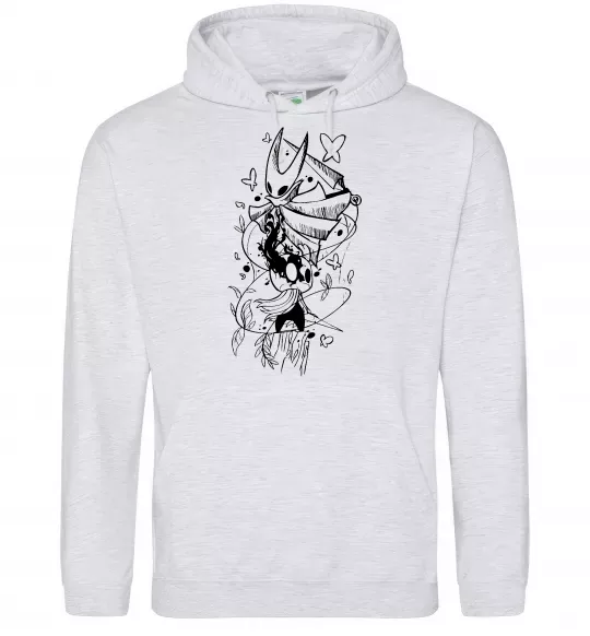 Мужская толстовка (худи) Hollow knight Серый меланж фото