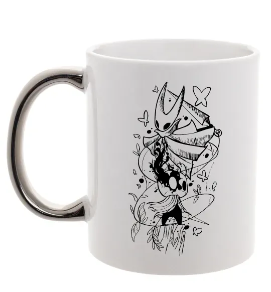 Чашка с цветной ручкой Hollow knight Серебро фото