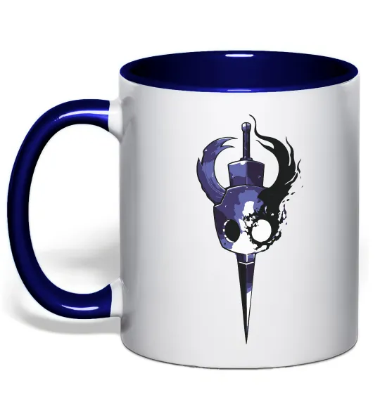 Чашка с цветной ручкой Hollow knight меч Глубокий темно-синий фото