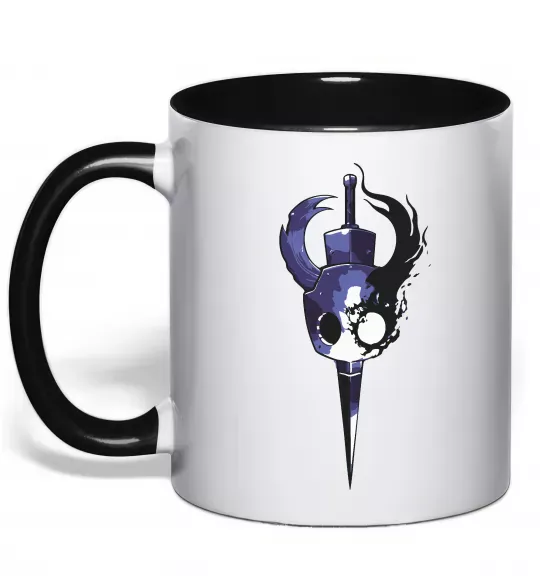 Чашка с цветной ручкой Hollow knight меч Черный фото