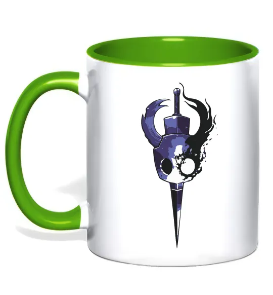 Чашка с цветной ручкой Hollow knight меч Лаймовый фото