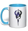 Чашка с цветной ручкой Hollow knight меч Голубой фото