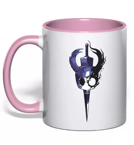 Чашка с цветной ручкой Hollow knight меч Нежно розовый фото