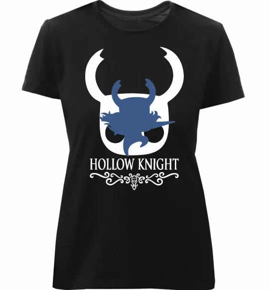 Женская премиум футболка Hollow knight лицар Черный фото