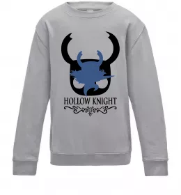 Детский Свитшот Hollow knight лицар Серый меланж фото