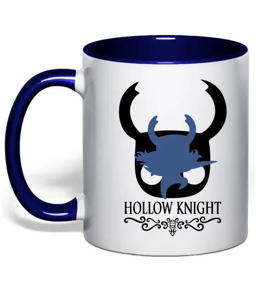Чашка с цветной ручкой Hollow knight лицар Глубокий темно-синий фото