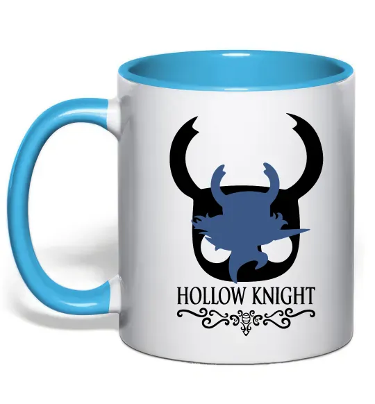 Чашка с цветной ручкой Hollow knight лицар Голубой фото