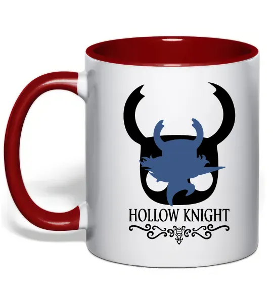 Чашка с цветной ручкой Hollow knight лицар Красный фото