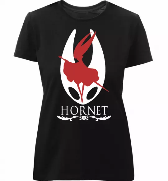 Женская премиум футболка Hollow knight Hornet Черный фото