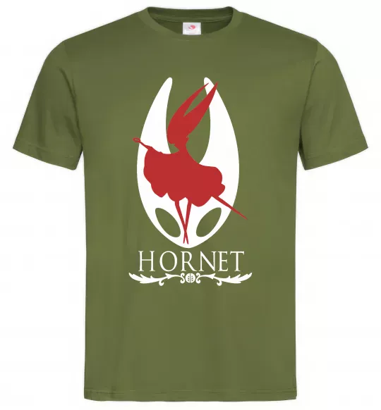 Мужская футболка Hollow knight Hornet Оливковый фото