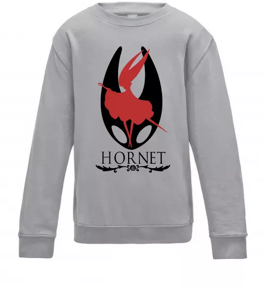 Детский Свитшот Hollow knight Hornet Серый меланж фото