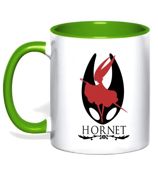 Чашка с цветной ручкой Hollow knight Hornet Лаймовый фото