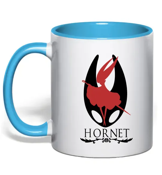 Чашка с цветной ручкой Hollow knight Hornet Голубой фото