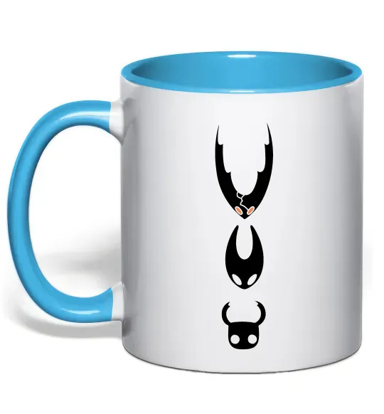 Чашка с цветной ручкой Hollow knight characters Голубой фото