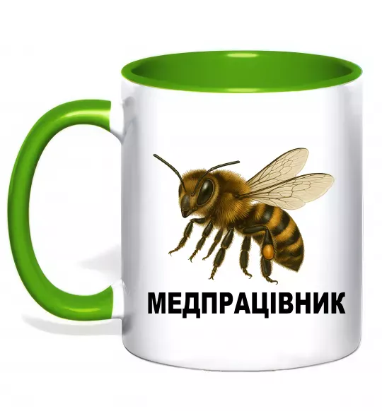 Чашка з кольоровою ручкою Медпрацівник Зелений фото