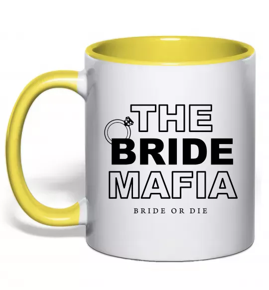 Чашка с цветной ручкой The bride mafia Солнечно желтый фото