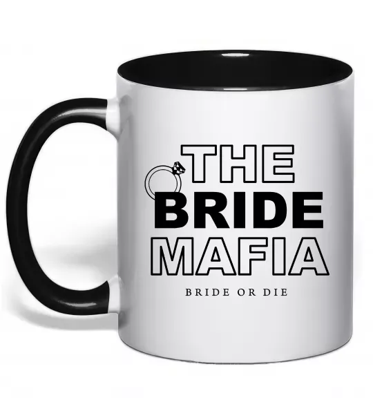 Чашка с цветной ручкой The bride mafia Черный фото