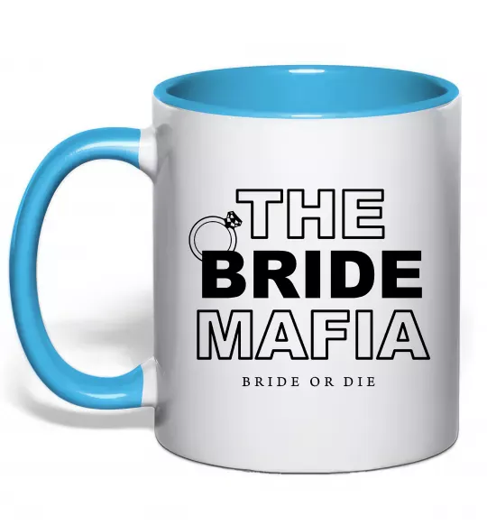Чашка с цветной ручкой The bride mafia Голубой фото