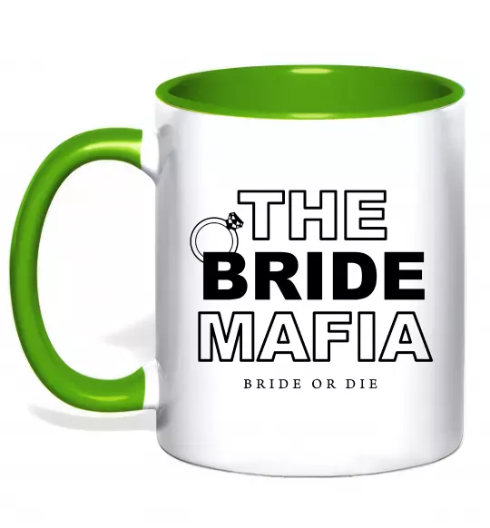 Чашка с цветной ручкой The bride mafia Зеленый фото