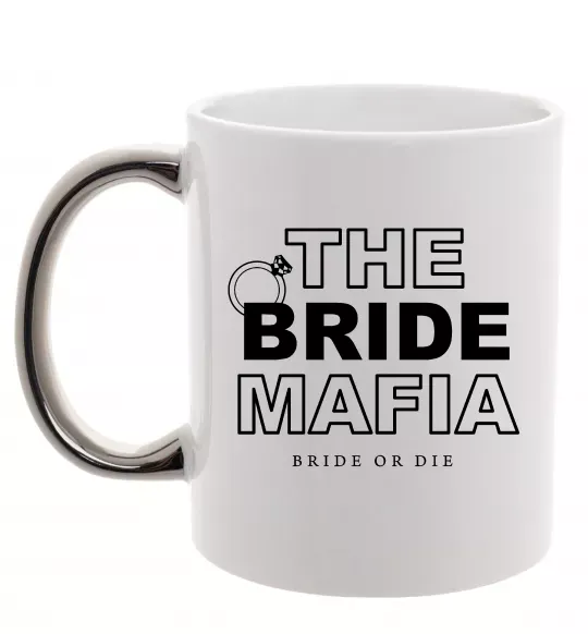 Чашка с цветной ручкой The bride mafia Серебро фото