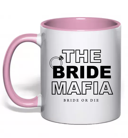 Чашка с цветной ручкой The bride mafia Нежно розовый фото