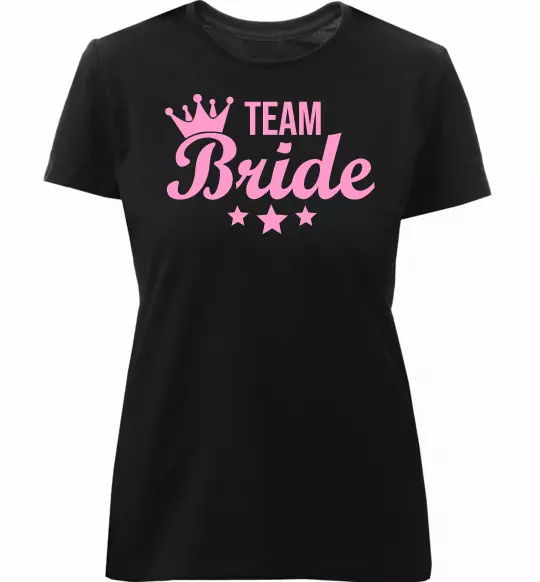 Женская премиум футболка Team bride crown Черный фото