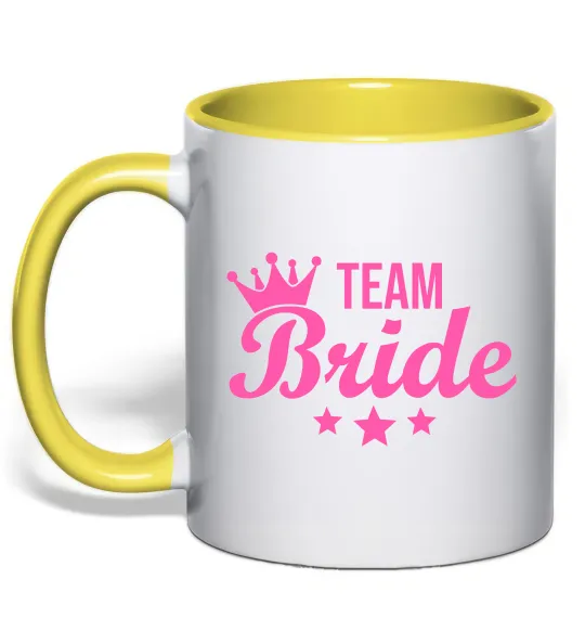 Чашка з кольоровою ручкою Team bride crown Лимонний фото