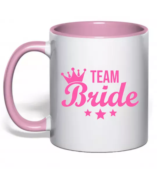 Чашка з кольоровою ручкою Team bride crown Ніжно рожевий фото