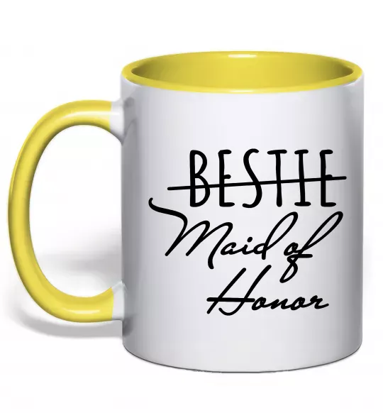 Чашка с цветной ручкой Maid of honor Солнечно желтый фото