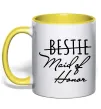 Чашка с цветной ручкой Maid of honor Лимонный фото