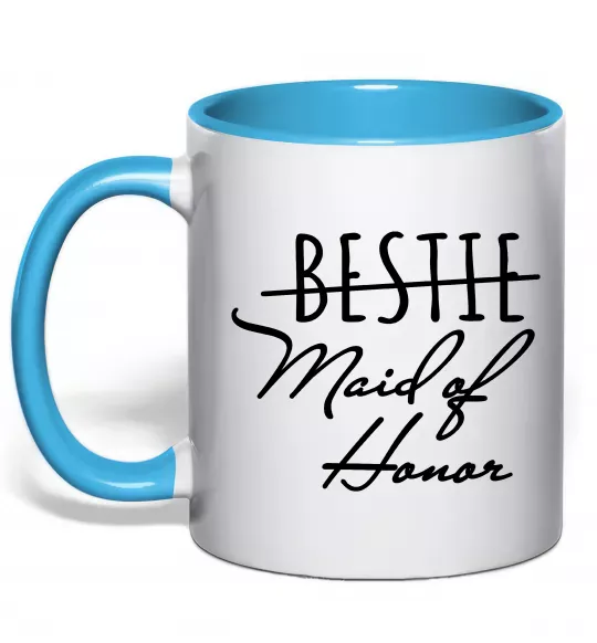 Чашка с цветной ручкой Maid of honor Голубой фото