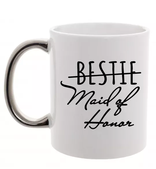 Чашка с цветной ручкой Maid of honor Серебро фото