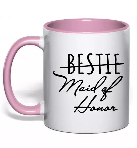 Чашка с цветной ручкой Maid of honor Нежно розовый фото
