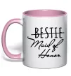 Чашка с цветной ручкой Maid of honor Нежно розовый фото