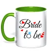 Чашка з кольоровою ручкою Bride to be hearts Лаймовий фото