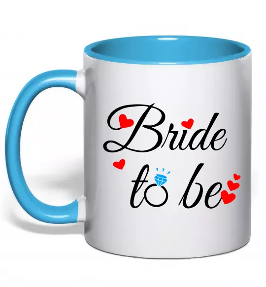 Чашка с цветной ручкой Bride to be hearts Голубой фото