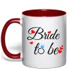 Чашка с цветной ручкой Bride to be hearts Красный фото
